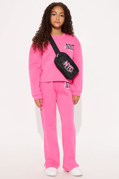 Mini NYC Baby Flare Leg Pant Set With Bag - Pink