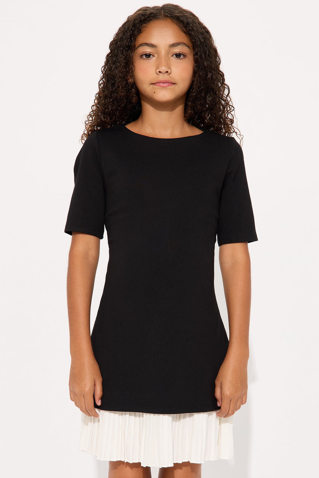 Mini Bea Pleated Dress - Black/White