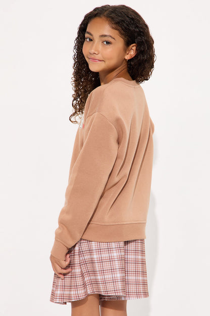 Mini NYC Girlie Fleece Sweater And Skort Set - Mocha/combo