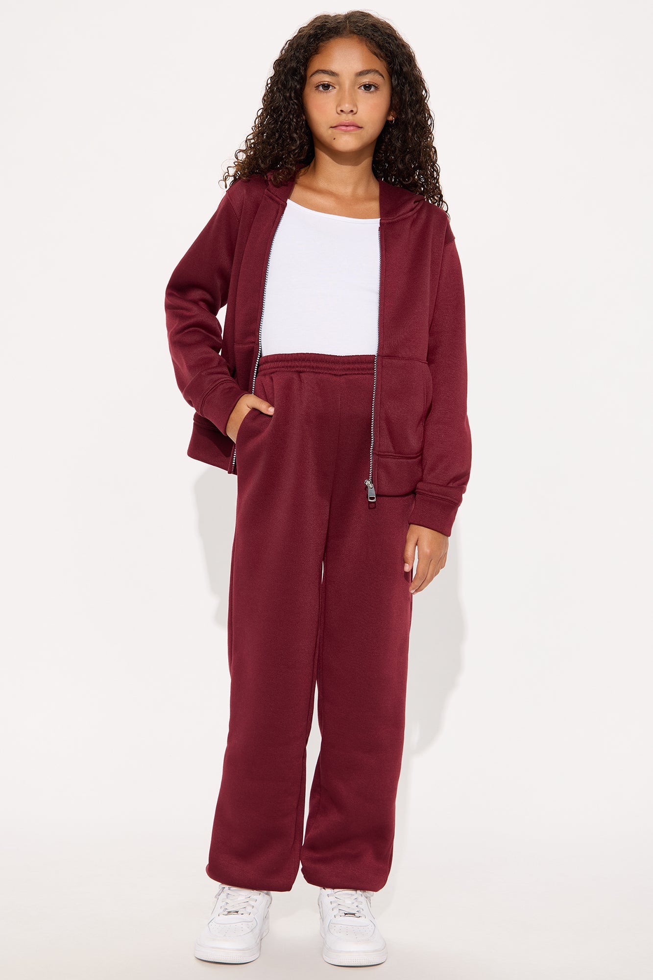 Mini I Got This Zip Up Jacket And Jogger Set - Burgundy