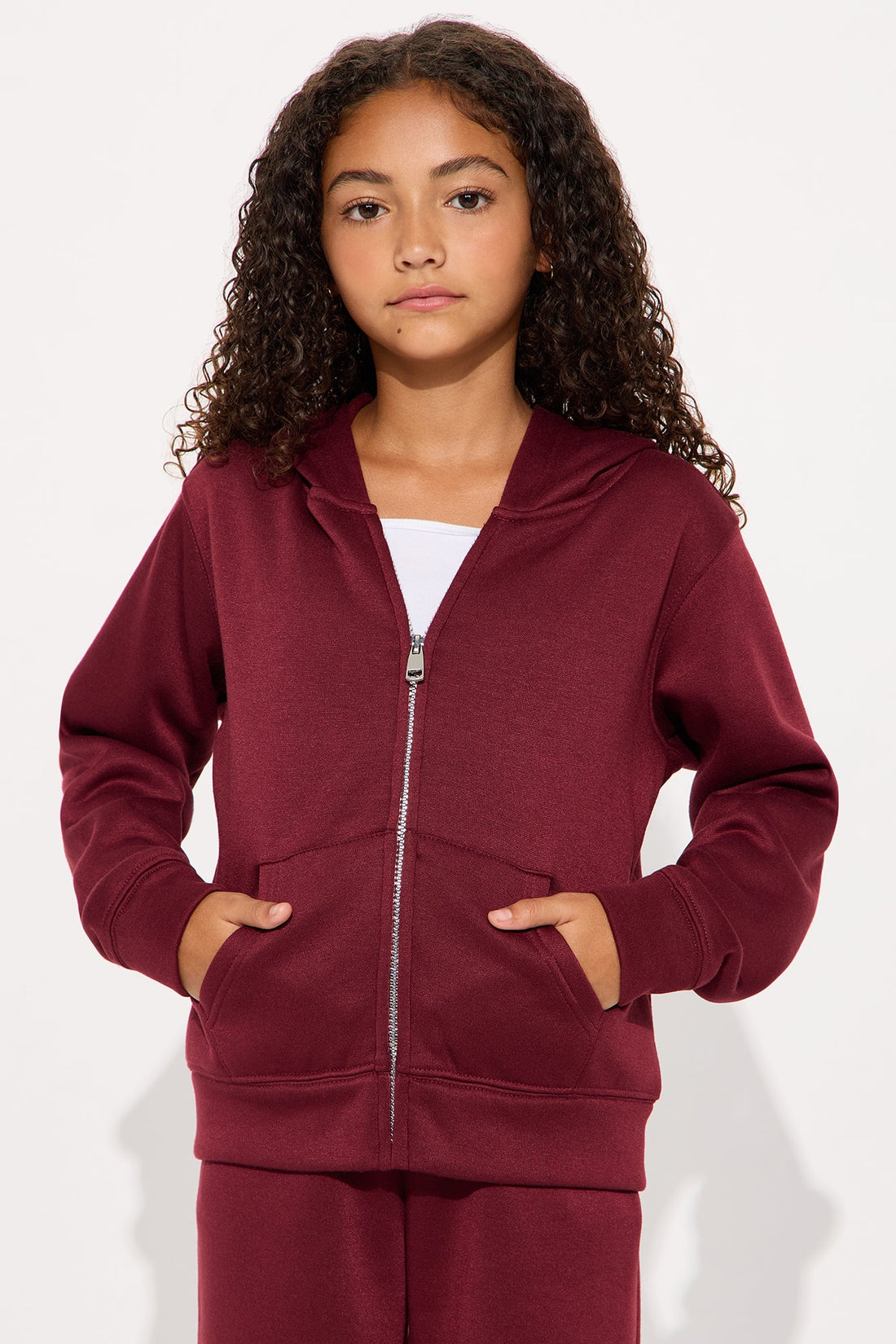 Mini I Got This Zip Up Jacket And Jogger Set - Burgundy