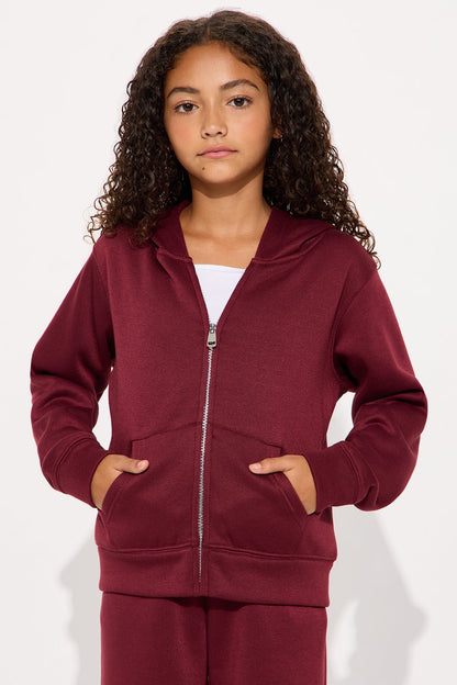 Mini I Got This Zip Up Jacket And Jogger Set - Burgundy