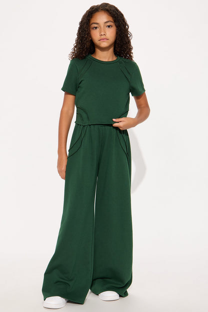 Mini Bree Wide Leg Pant Set - Hunter Green