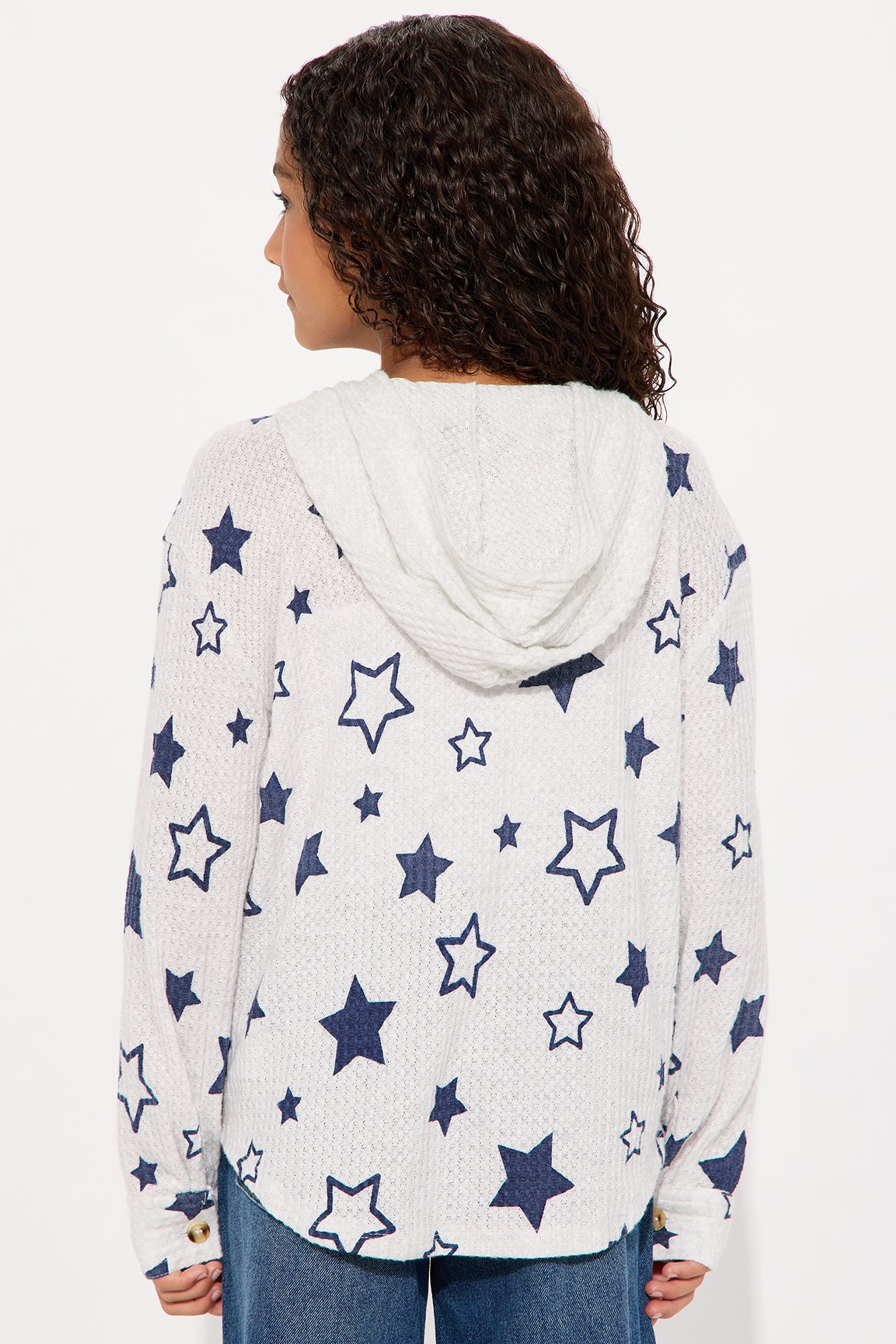 Mini Be Bold Button Down Hoodie - Light Grey