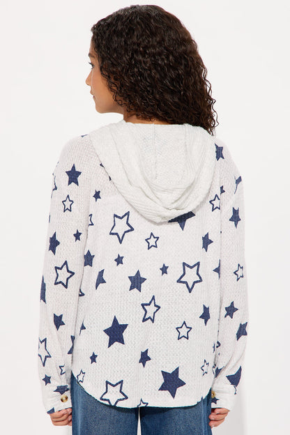 Mini Be Bold Button Down Hoodie - Light Grey