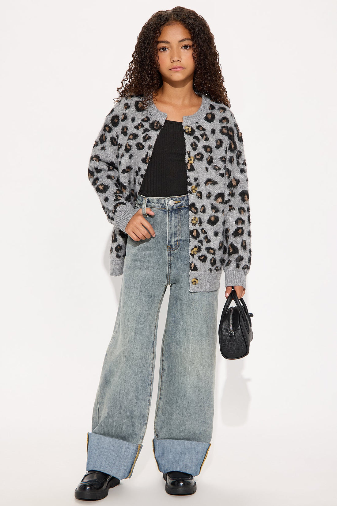 Mini In The Wild Leopard Cardigan - Grey/combo