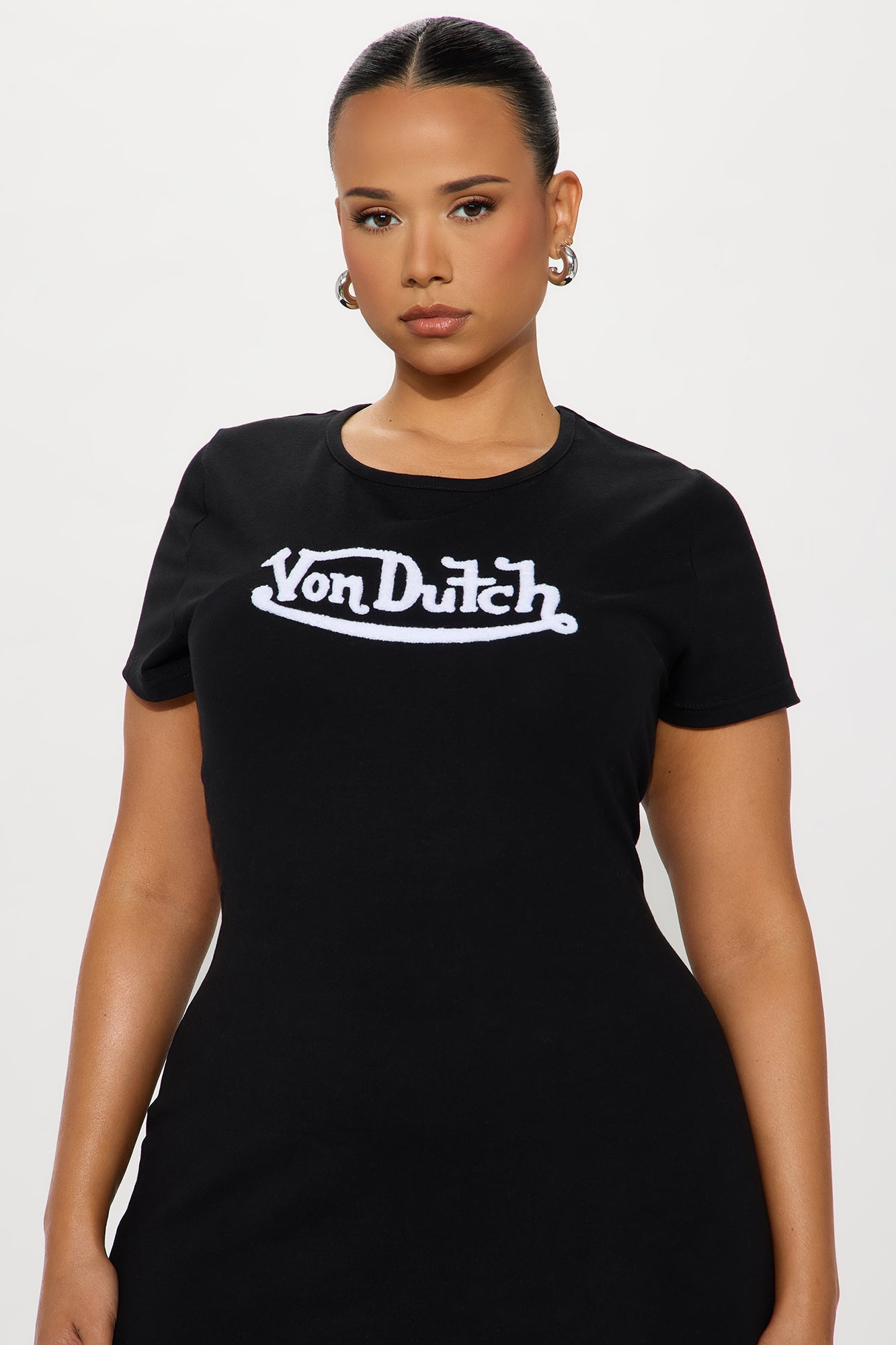 Von Dutch Chenille Patch Mini Dress - Black/White