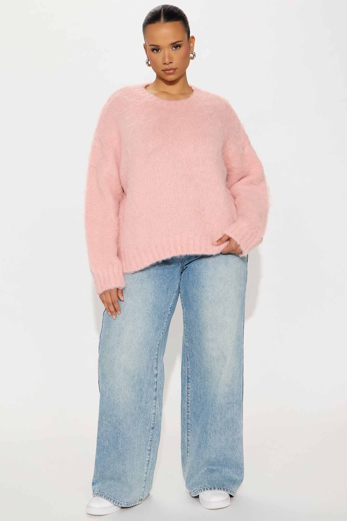 Stepping Out Fuzzy Sweater - Pink