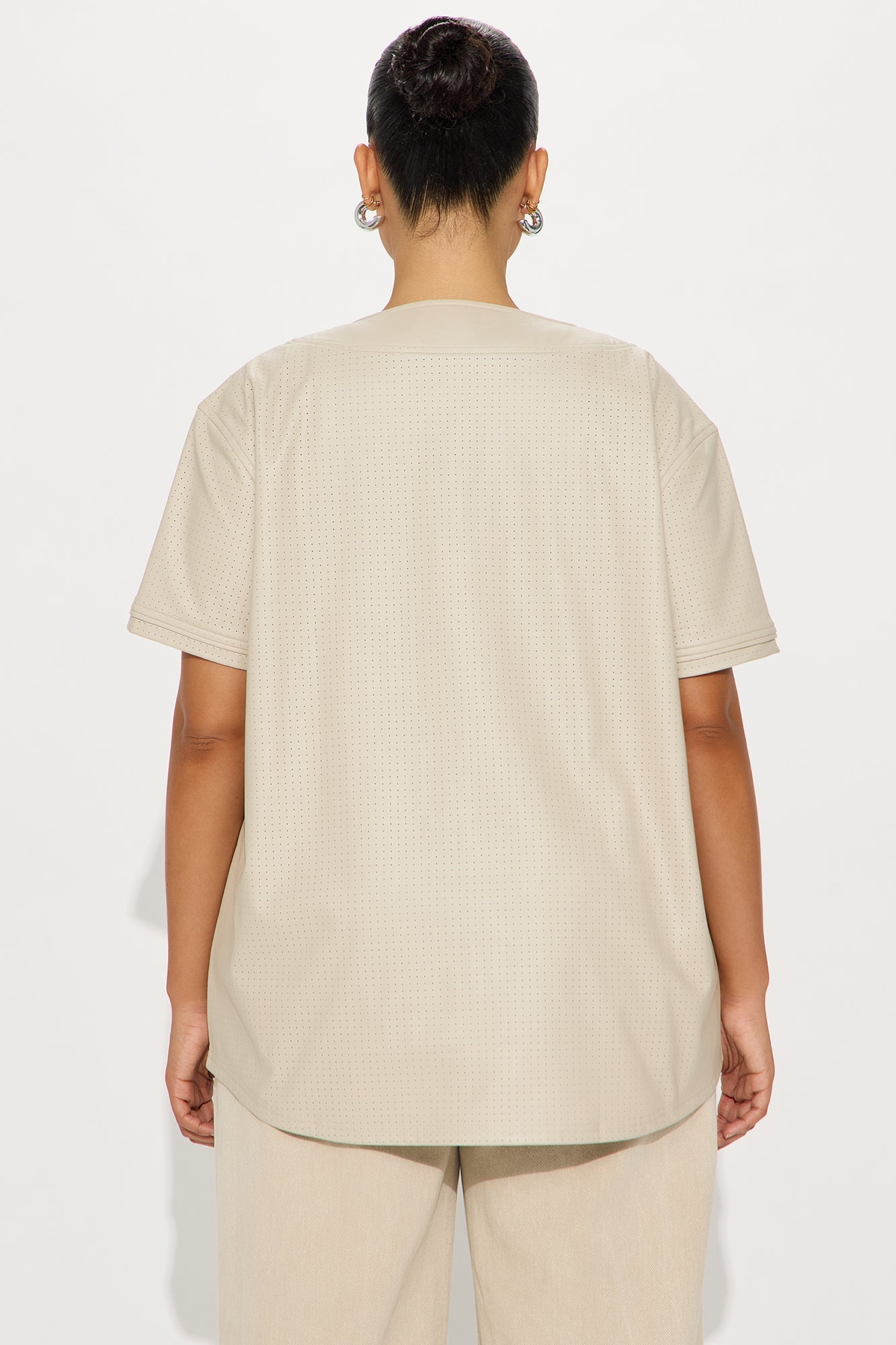 LA Locals Faux Leather Jersey Tee - Sand