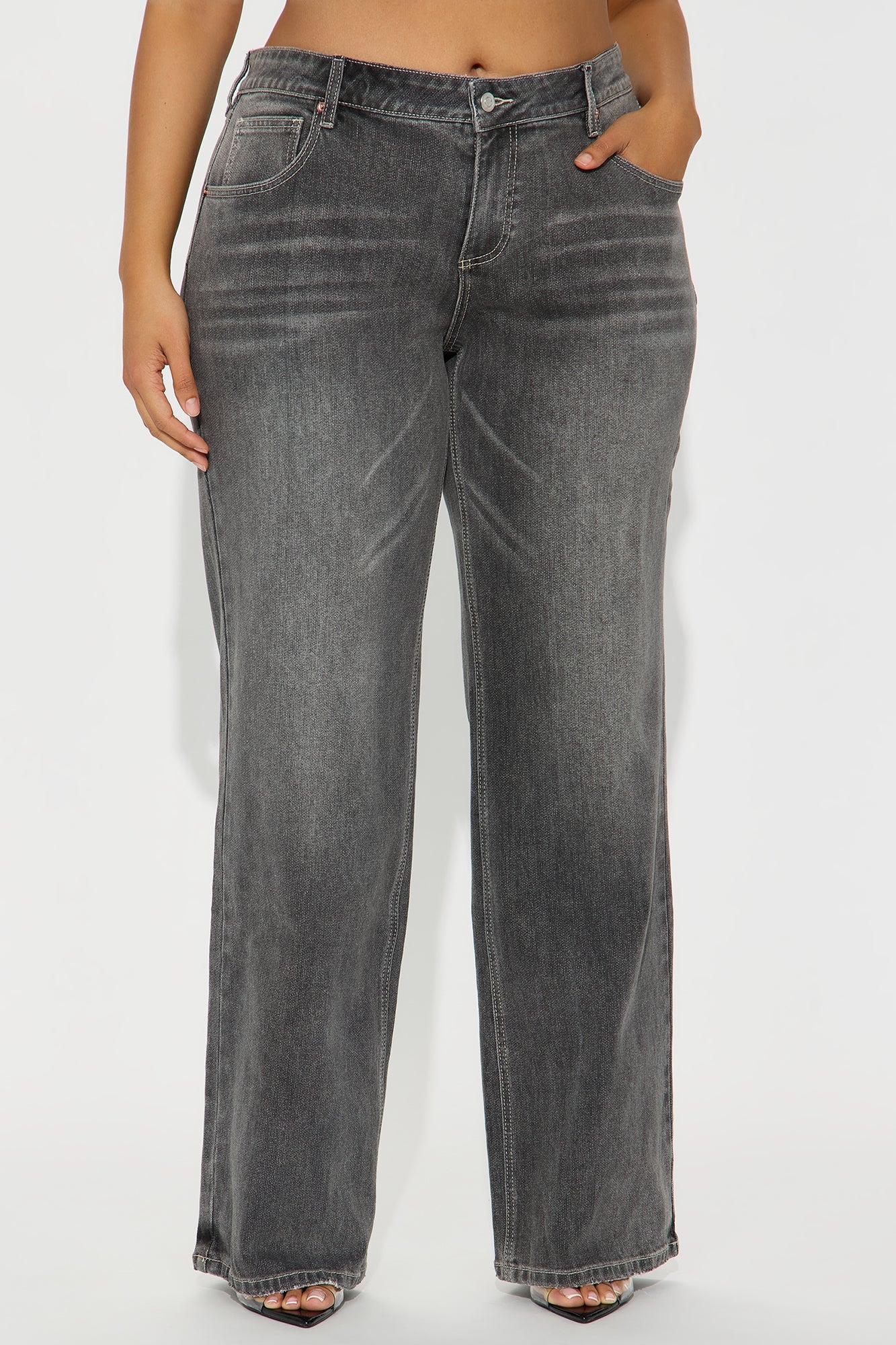 Greyson Low Rise Straight Leg Jeans - Grey