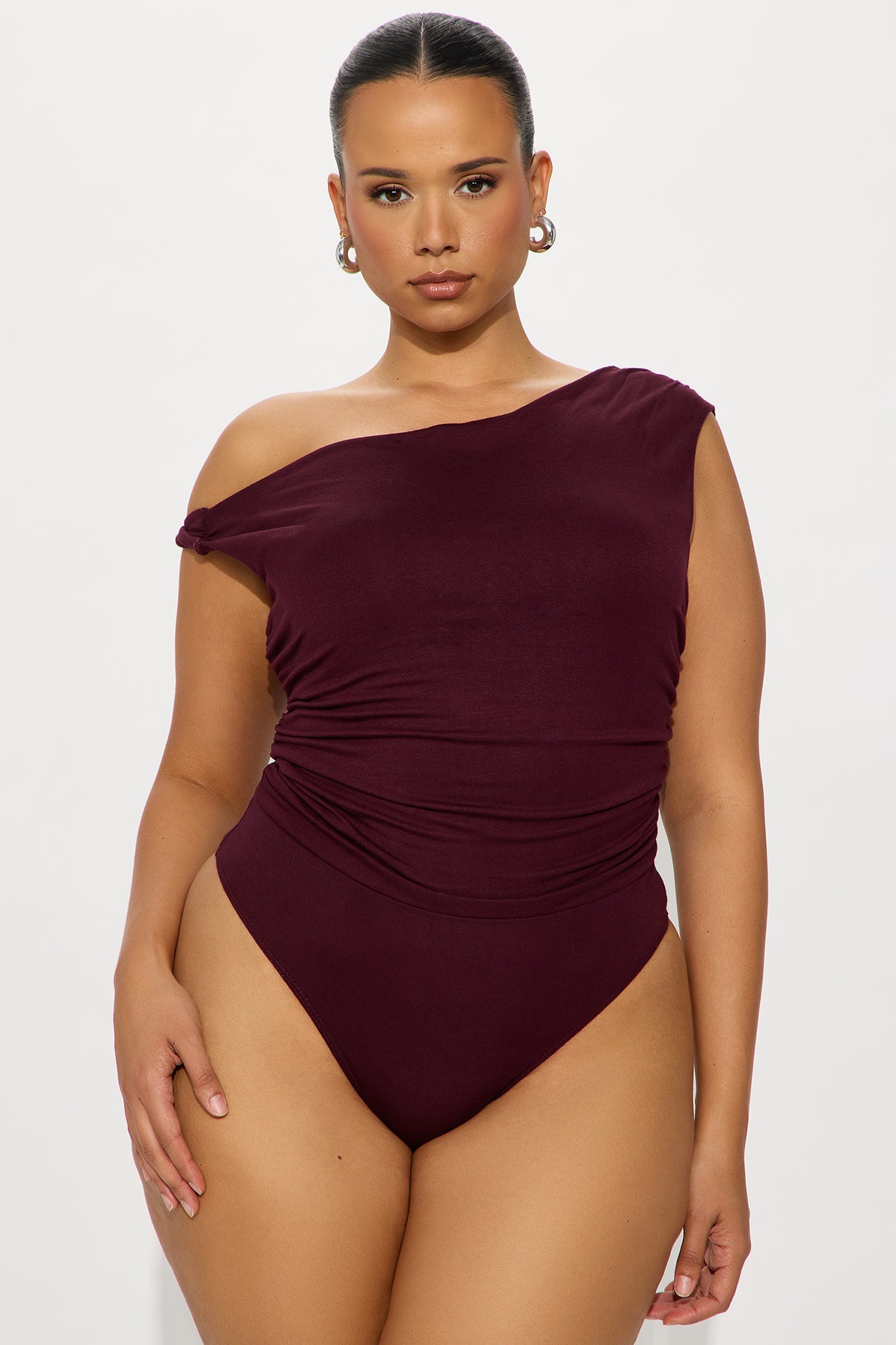 Kylie Off Shoulder Bodysuit - Burgundy