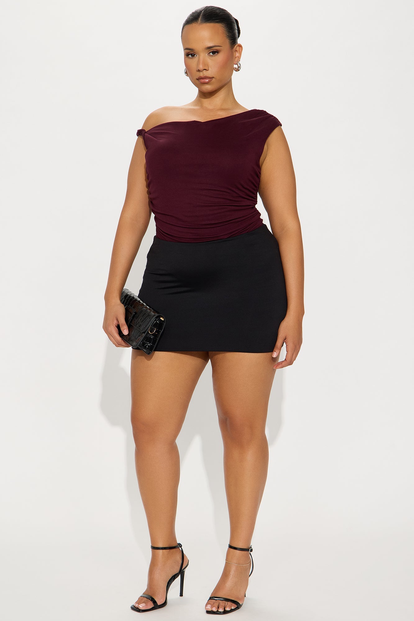 Kylie Off Shoulder Bodysuit - Burgundy