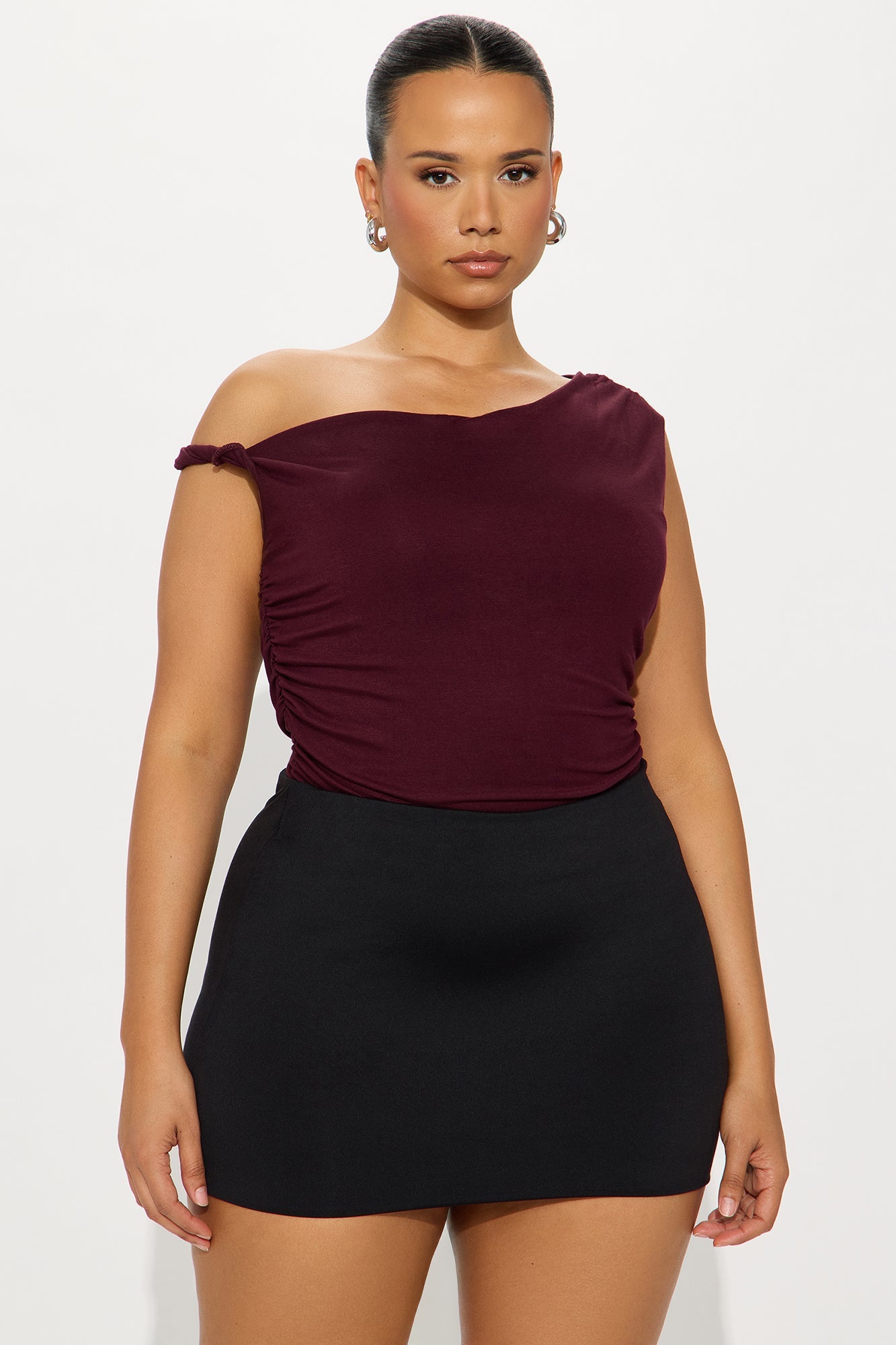 Kylie Off Shoulder Bodysuit - Burgundy