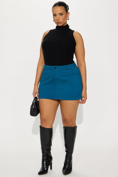 Everyday Casual Twill Mini Skort - Teal