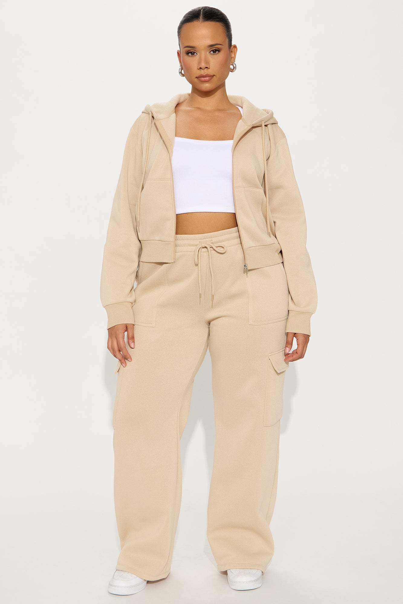Kinsley Cropped Hoodie - Sand