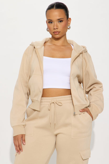 Kinsley Cropped Hoodie - Sand
