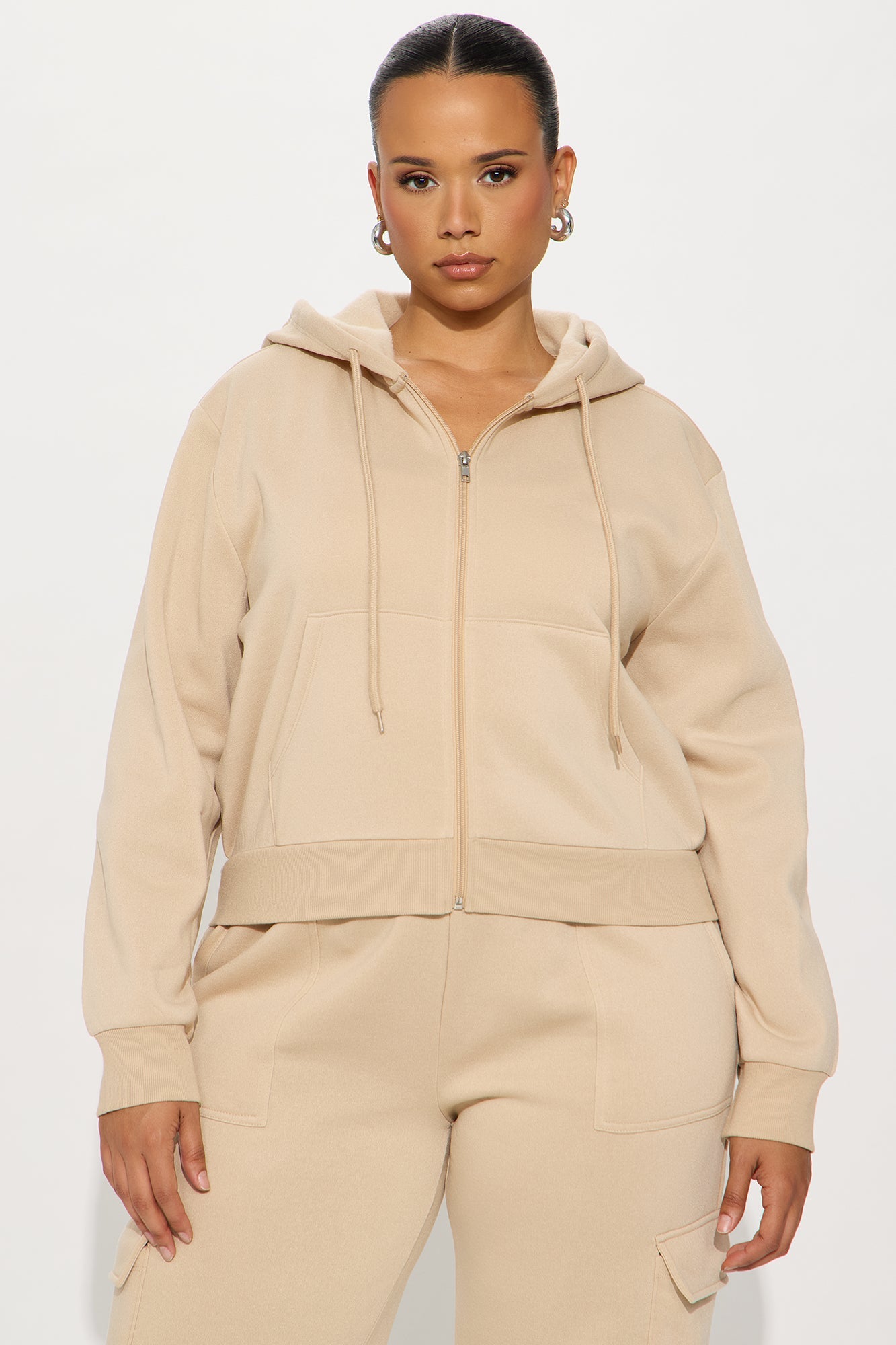 Kinsley Cropped Hoodie - Sand