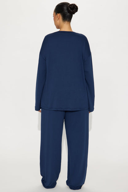 Relax Mood Long Sleeve PJ Pant Set - Navy