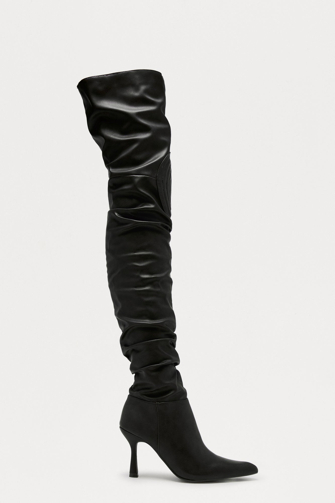 Komodo Ruched Thigh High Boots - Black