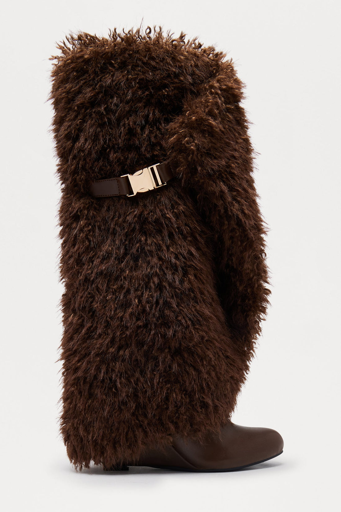 Mio Faux Fur Overlay Boots - Chocolate