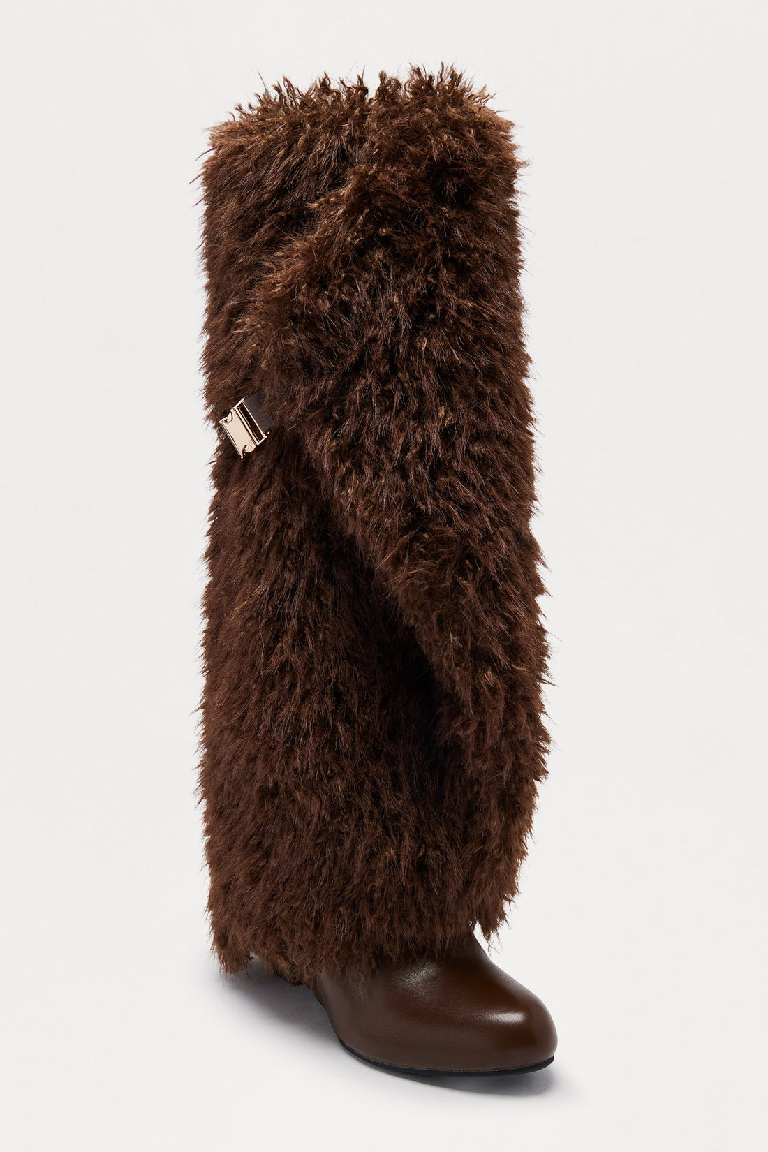 Mio Faux Fur Overlay Boots - Chocolate