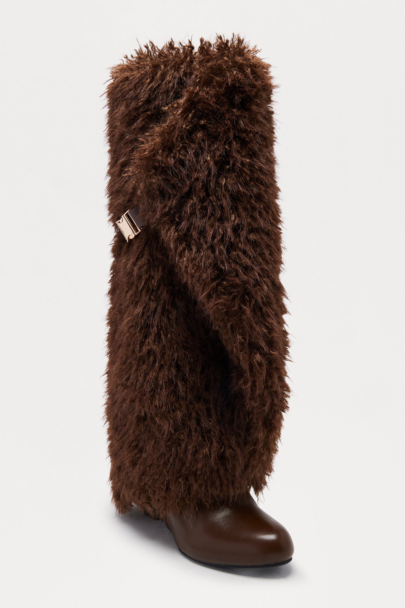 Mio Faux Fur Overlay Boots - Chocolate