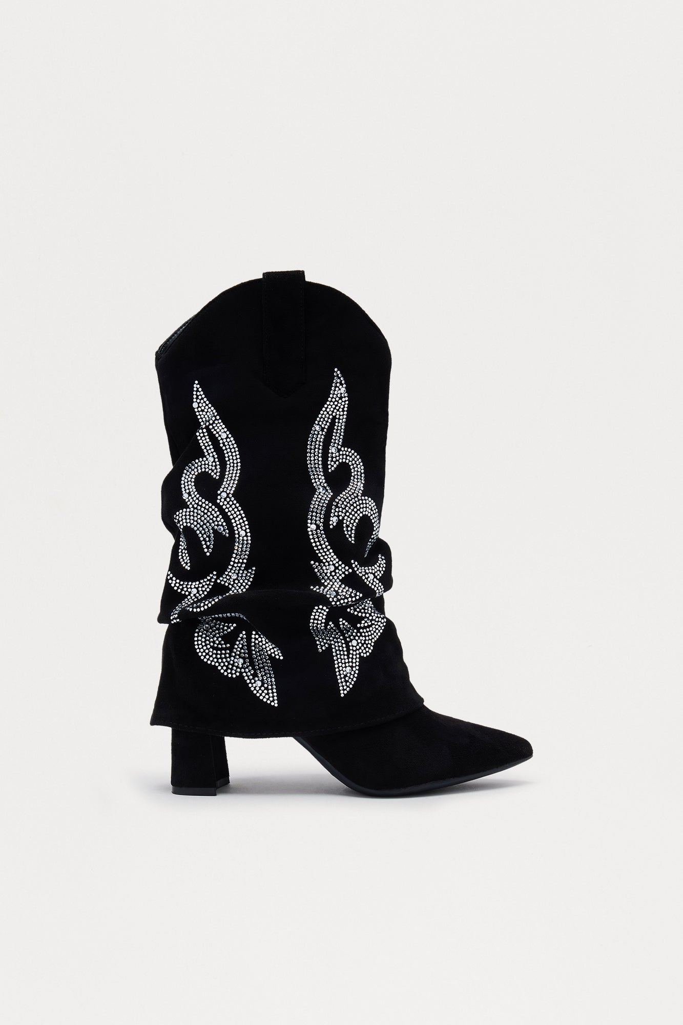 Shaw Rhinestone Cowboy Boots - Black