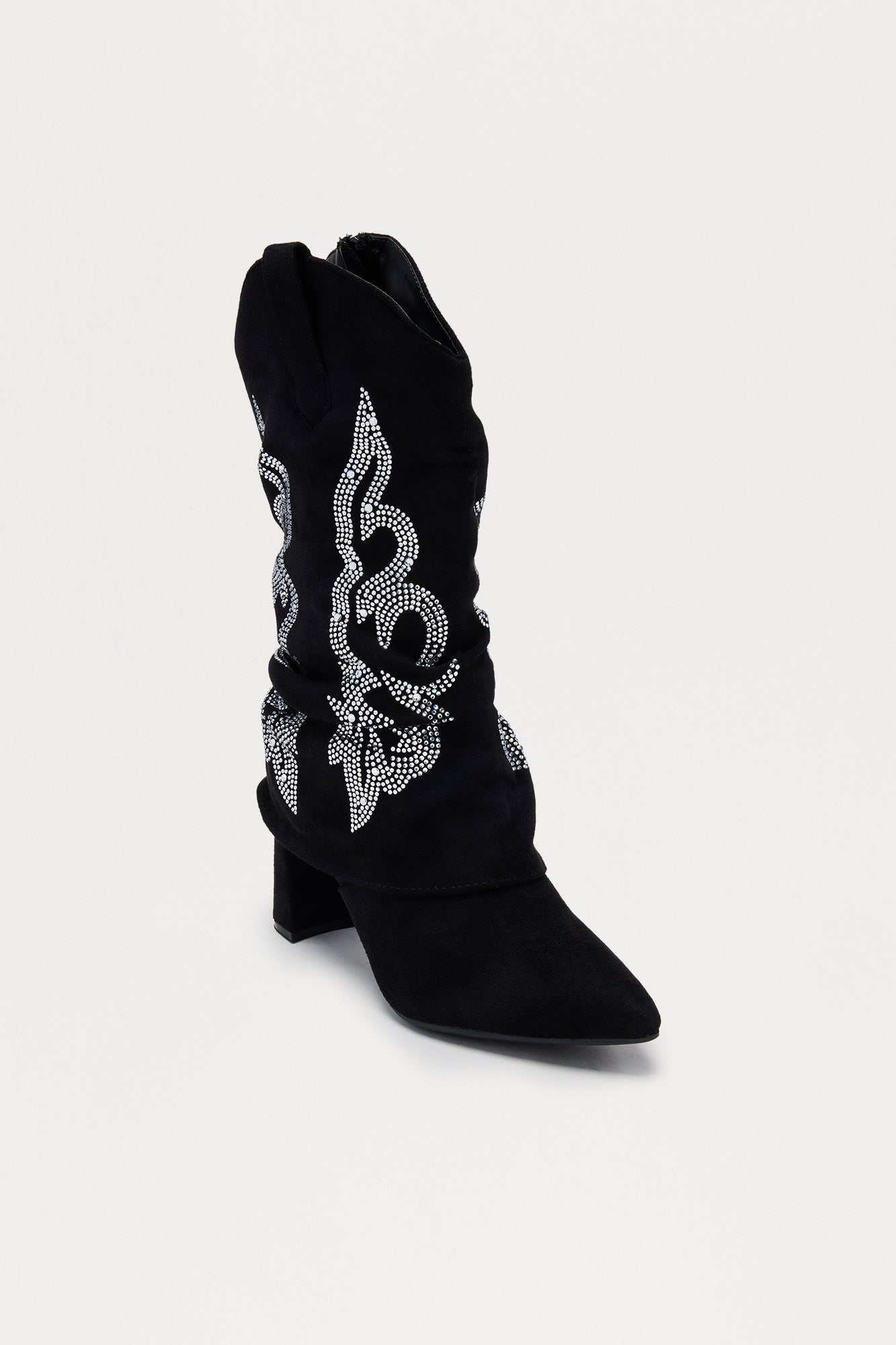 Shaw Rhinestone Cowboy Boots - Black