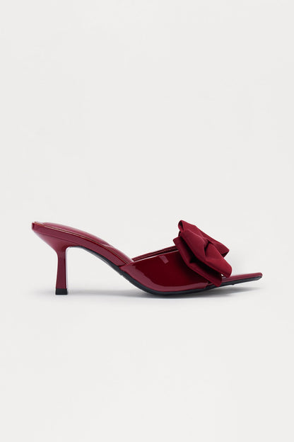 Susie Bow Faux Patent Mules - Burgundy