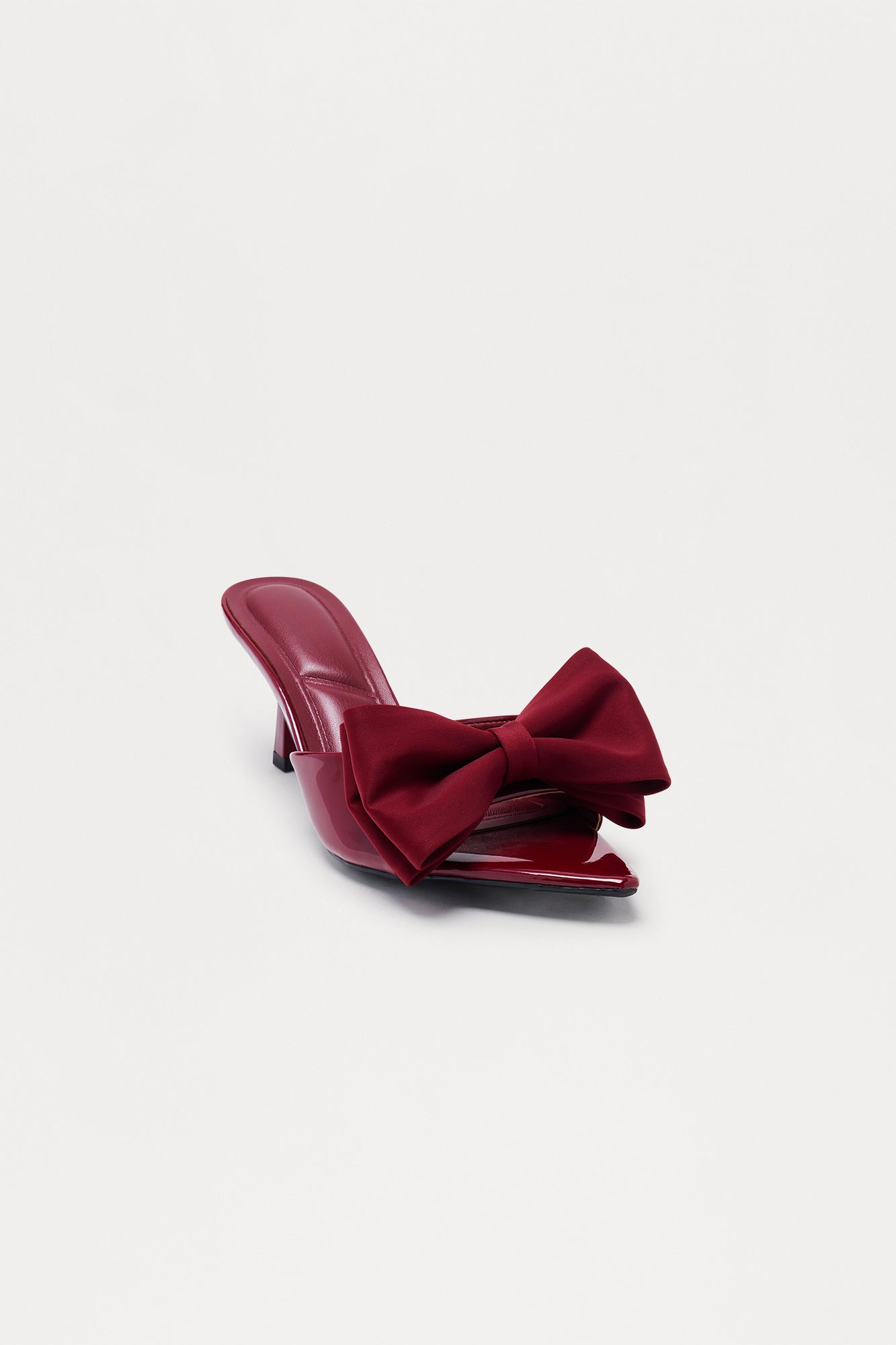 Susie Bow Faux Patent Mules - Burgundy
