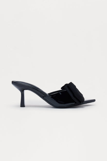 Susie Bow Faux Patent Mules - Black