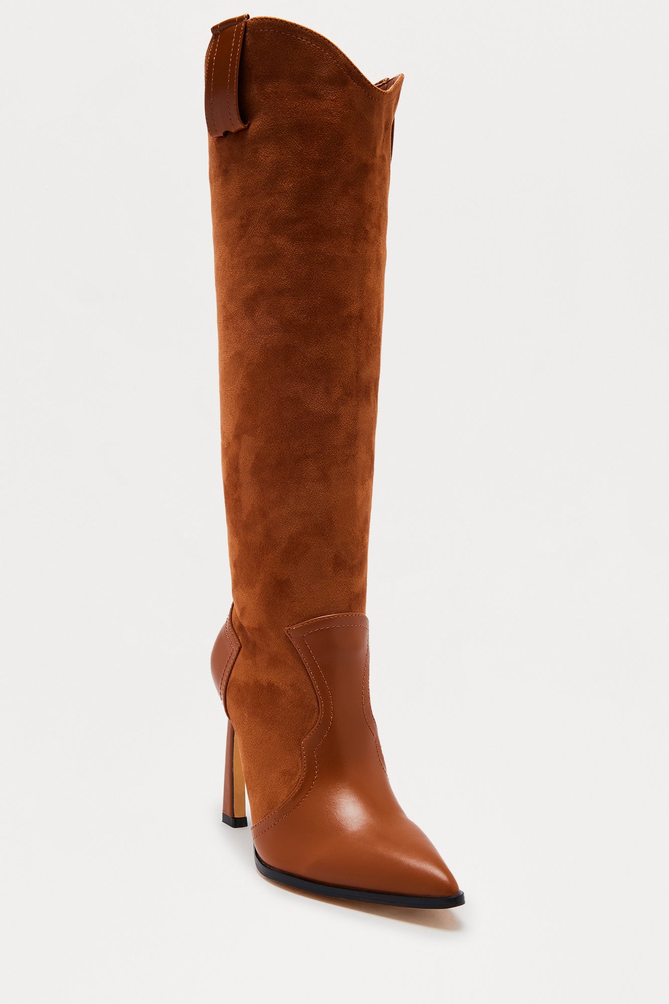 Gallop Faux Suede Heeled Cowboy Boots - Tan