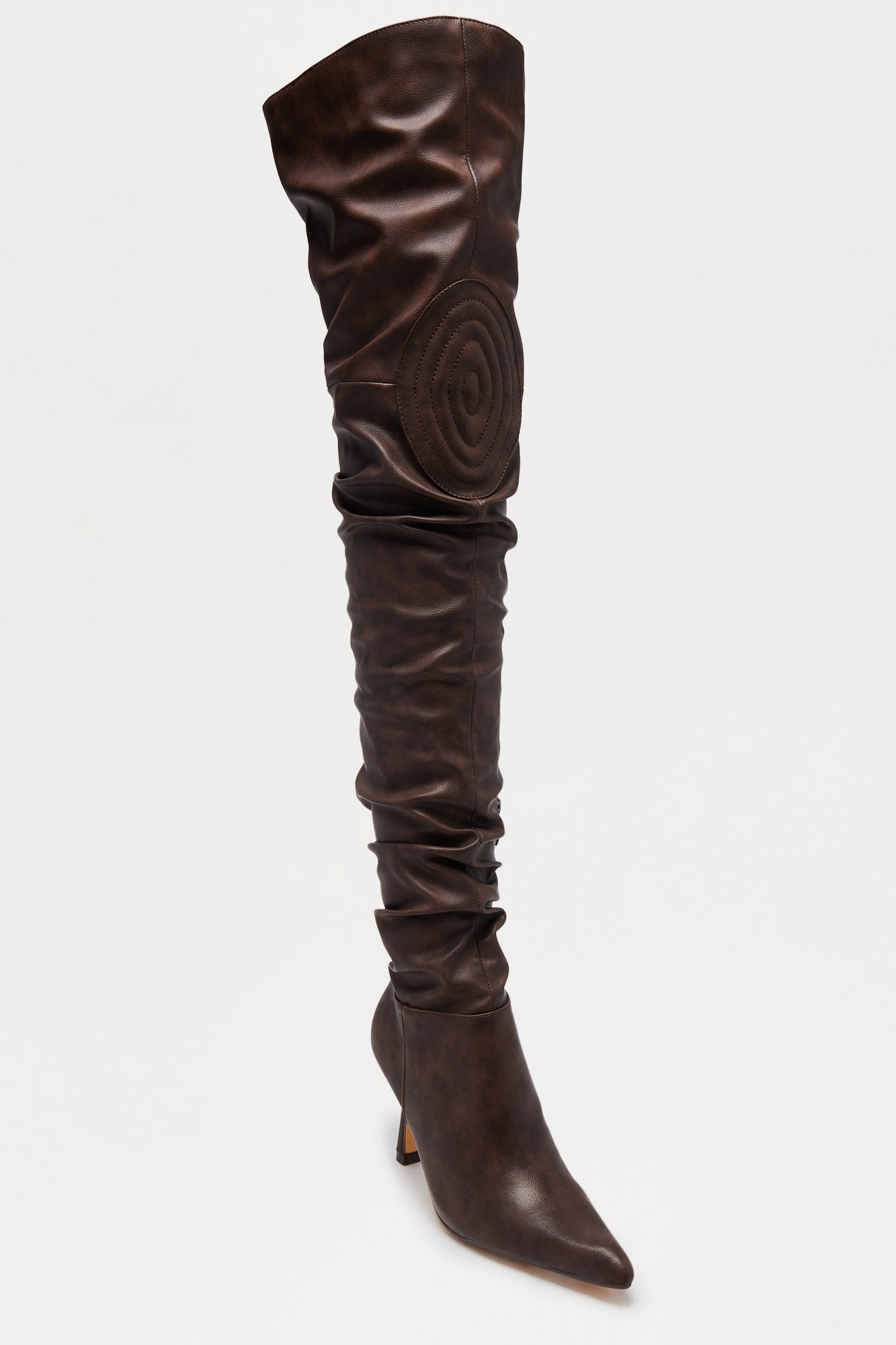 Komodo Ruched Thigh High Boots - Brown