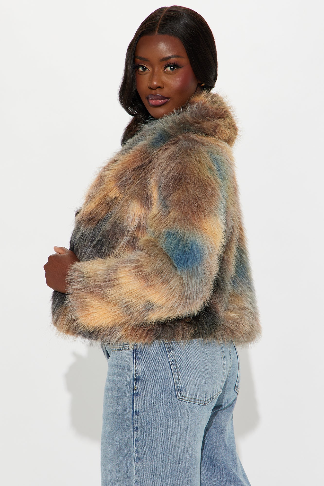 Have It On Lock Faux Fur Coat - Brown/combo