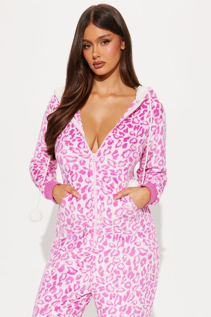 Wild And Fierce Plush PJ Jumpsuit Onesie - Pink