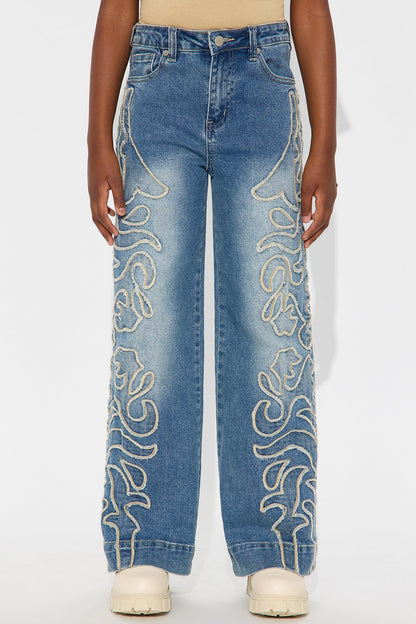 Mini Della Stretch Straight Leg Jeans - Medium Wash