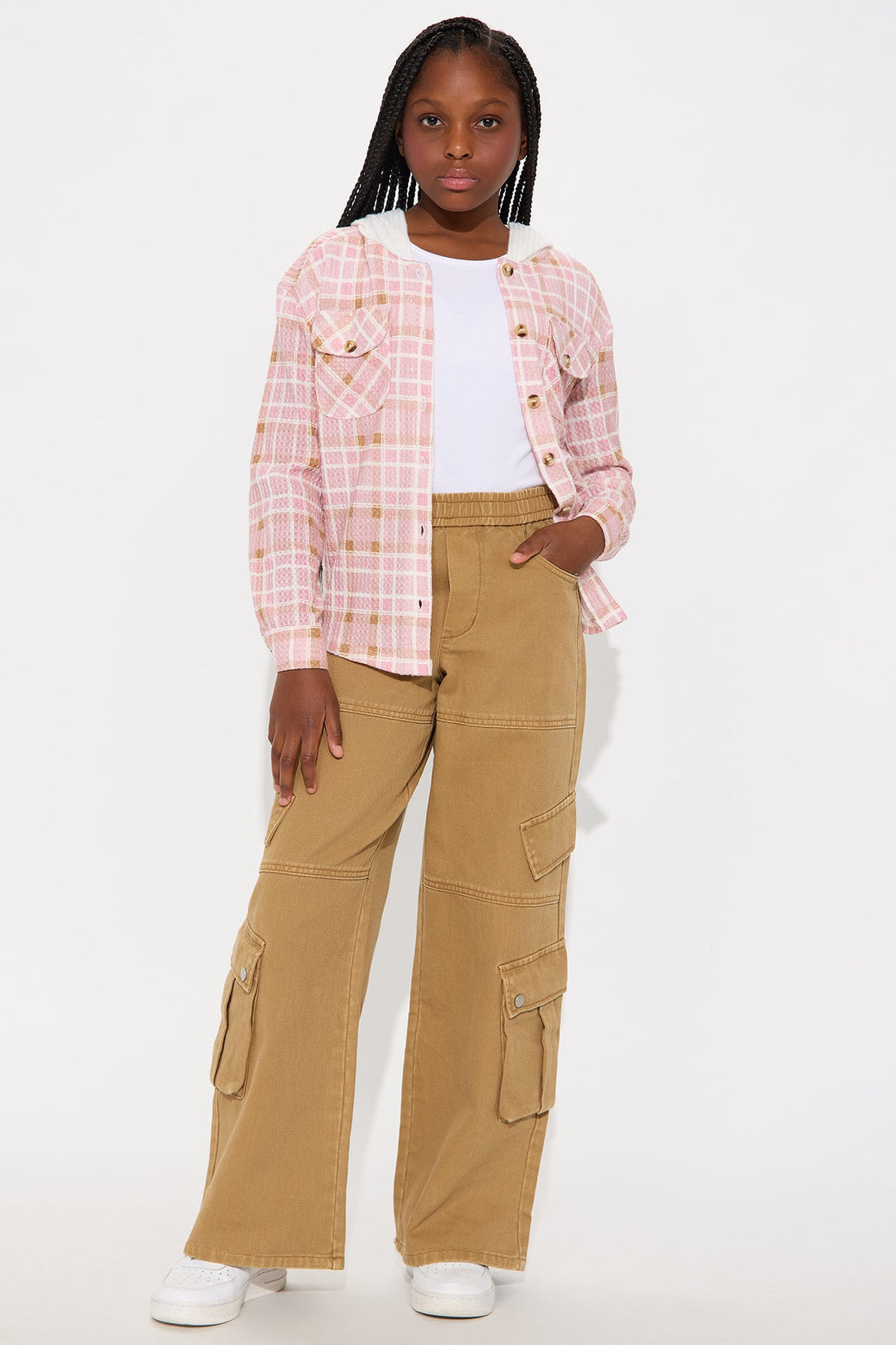Mini Be Bold Button Down Hoodie - Pink/combo