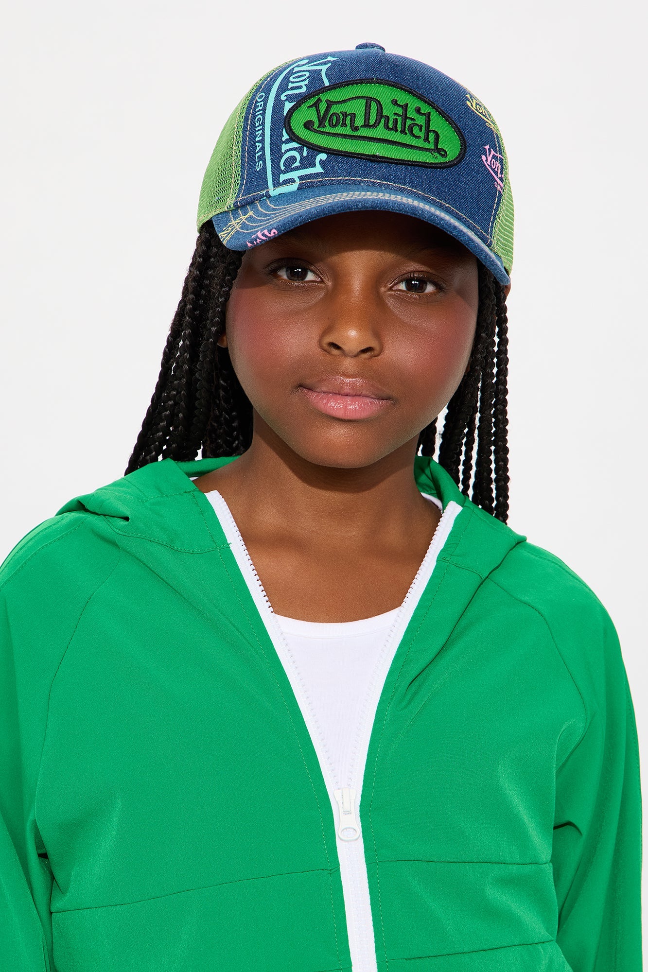 Mini Von Dutch Patch Denim Trucker Hat - Navy