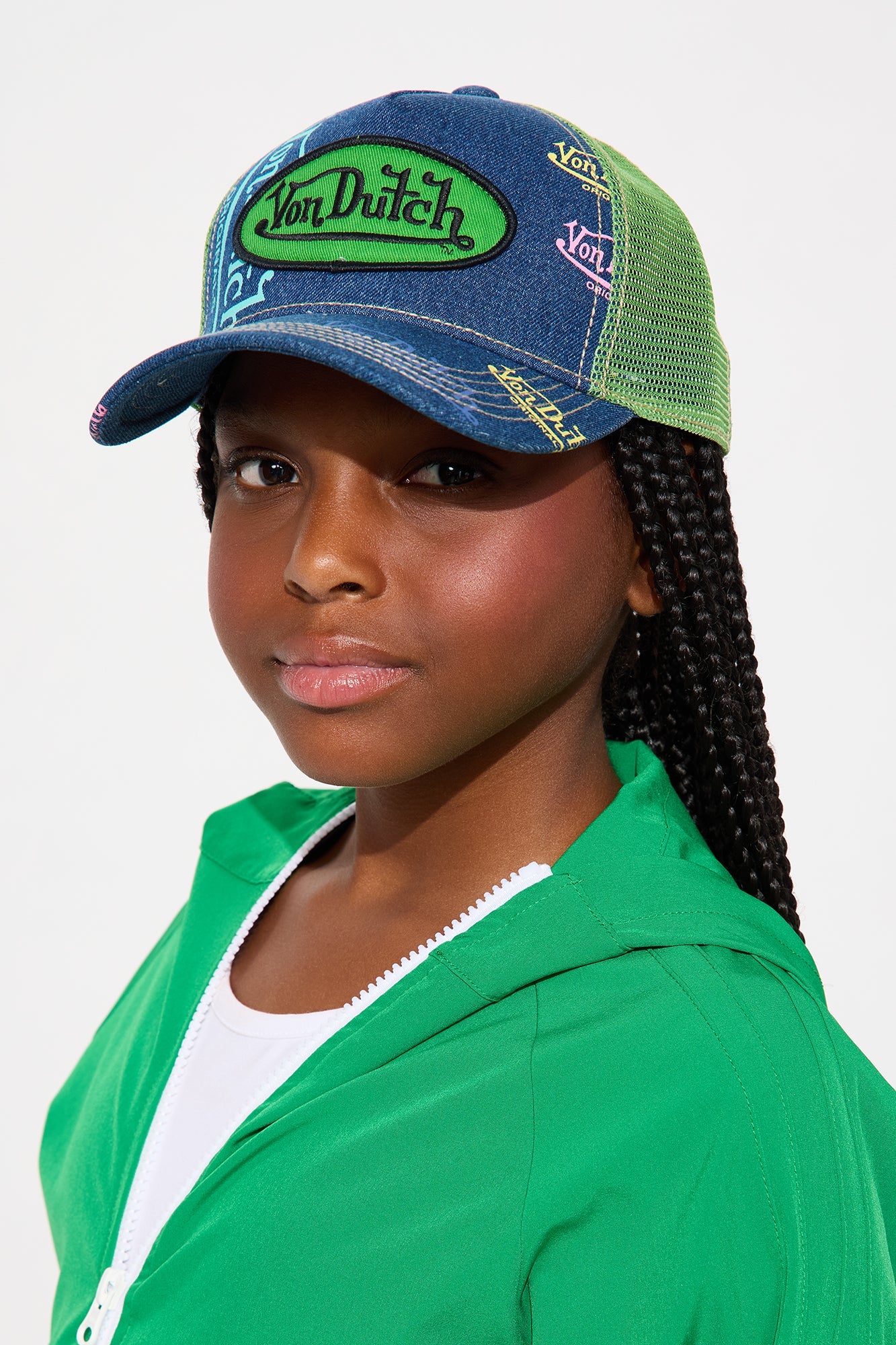 Mini Von Dutch Patch Denim Trucker Hat - Navy