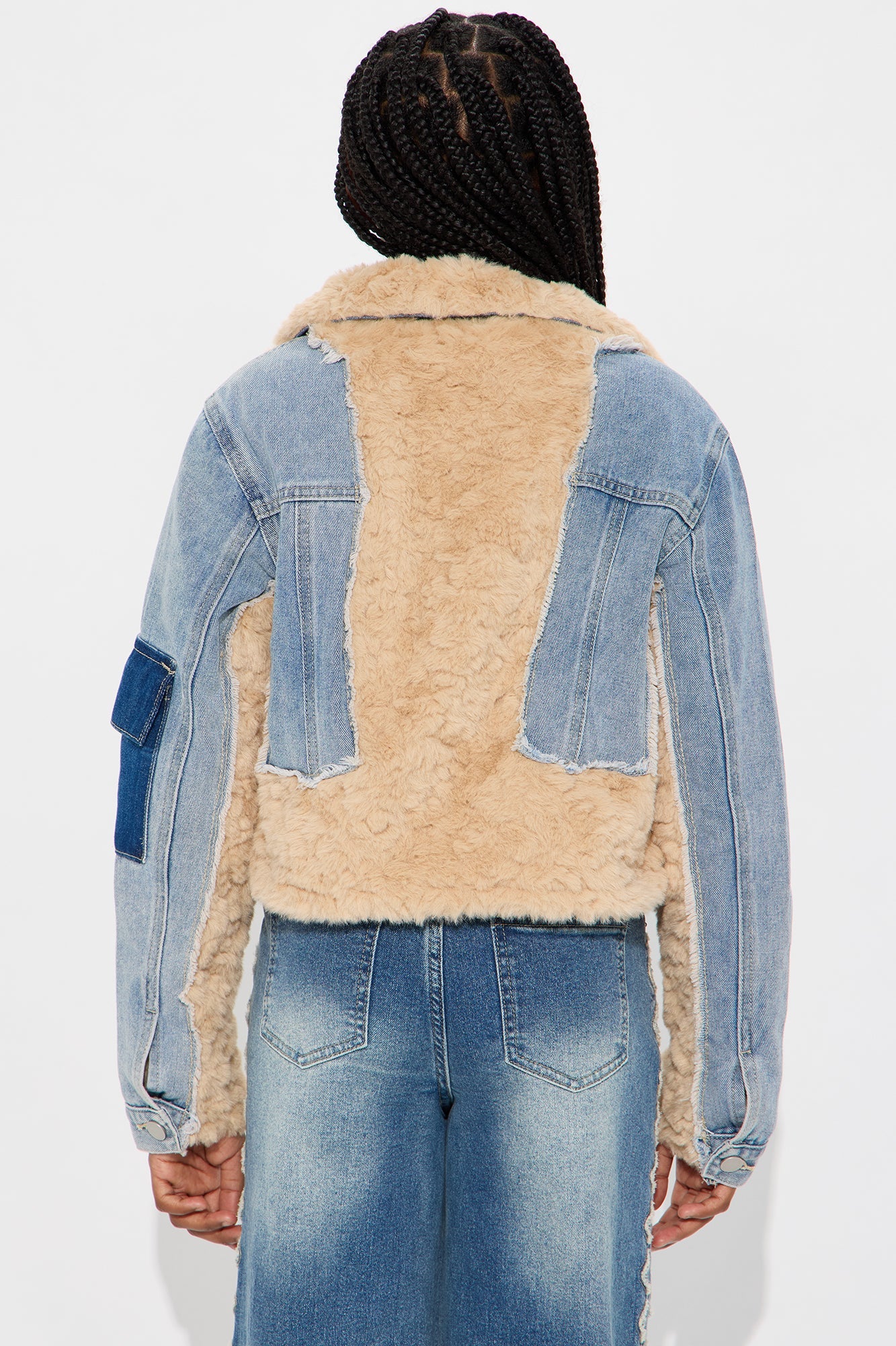 Mini Different Sides Mix Media Jacket - Medium Wash