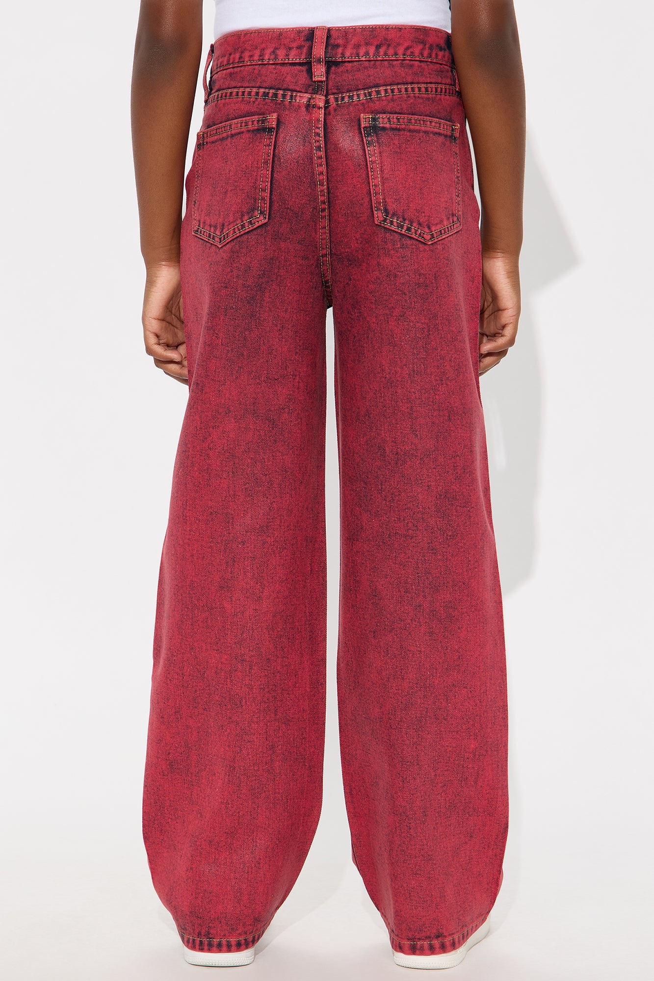 Mini Red Hot Coated Wide Leg Jeans - Red