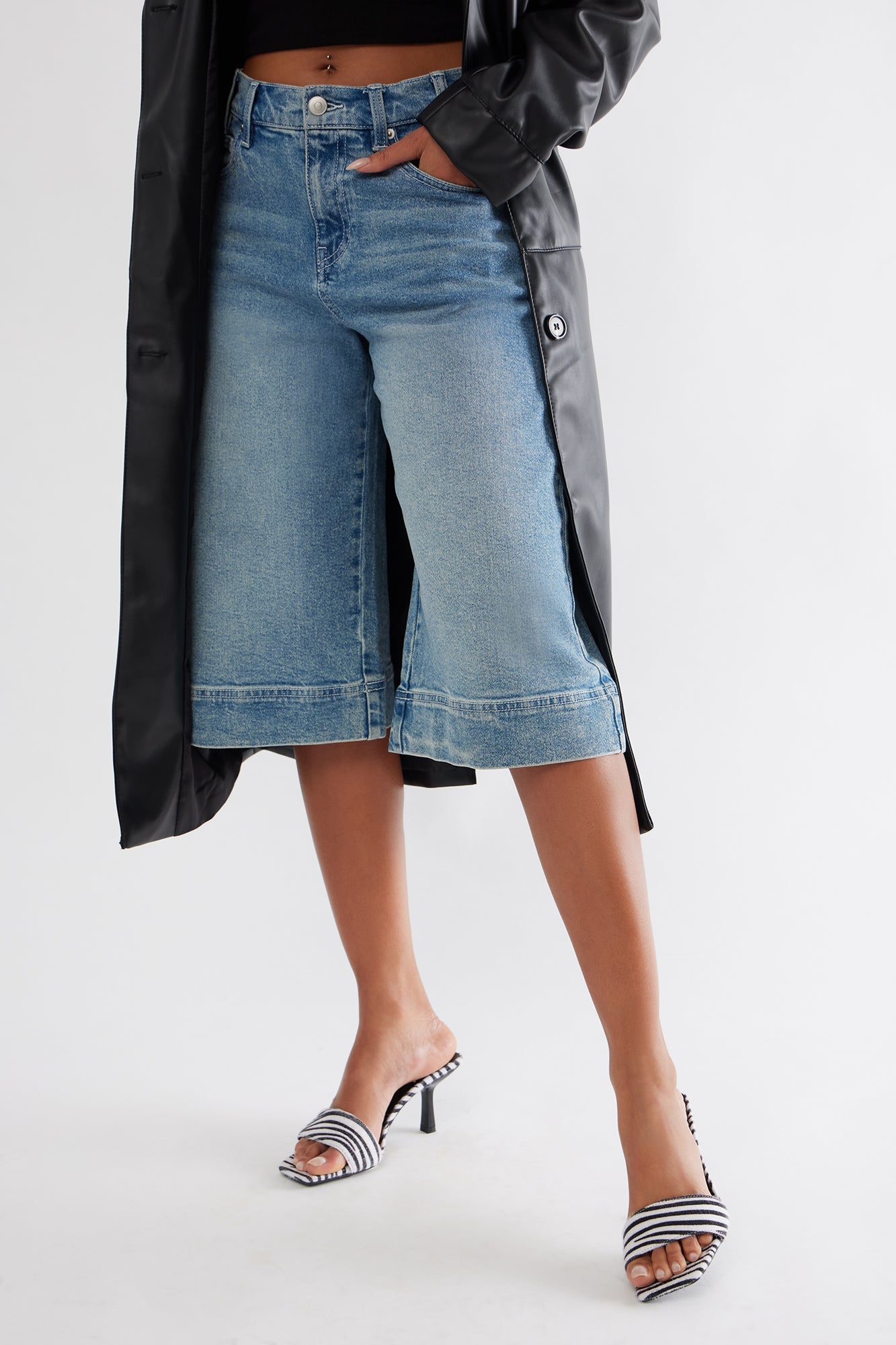 Mersa Faux Pony Hair Mules - Black/White