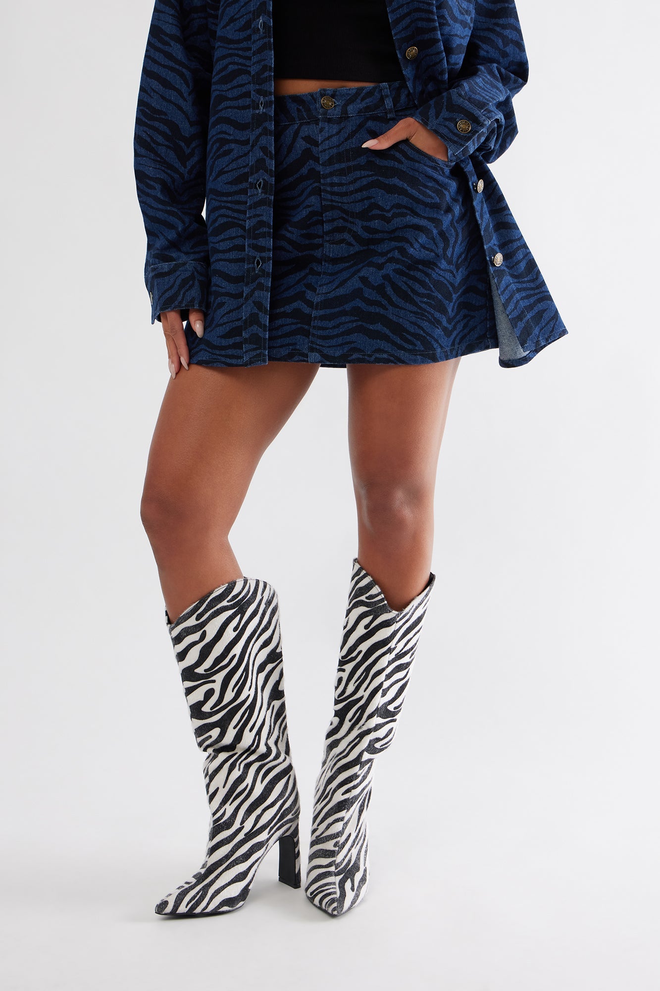 Montana Animal Print Boots - Black/combo