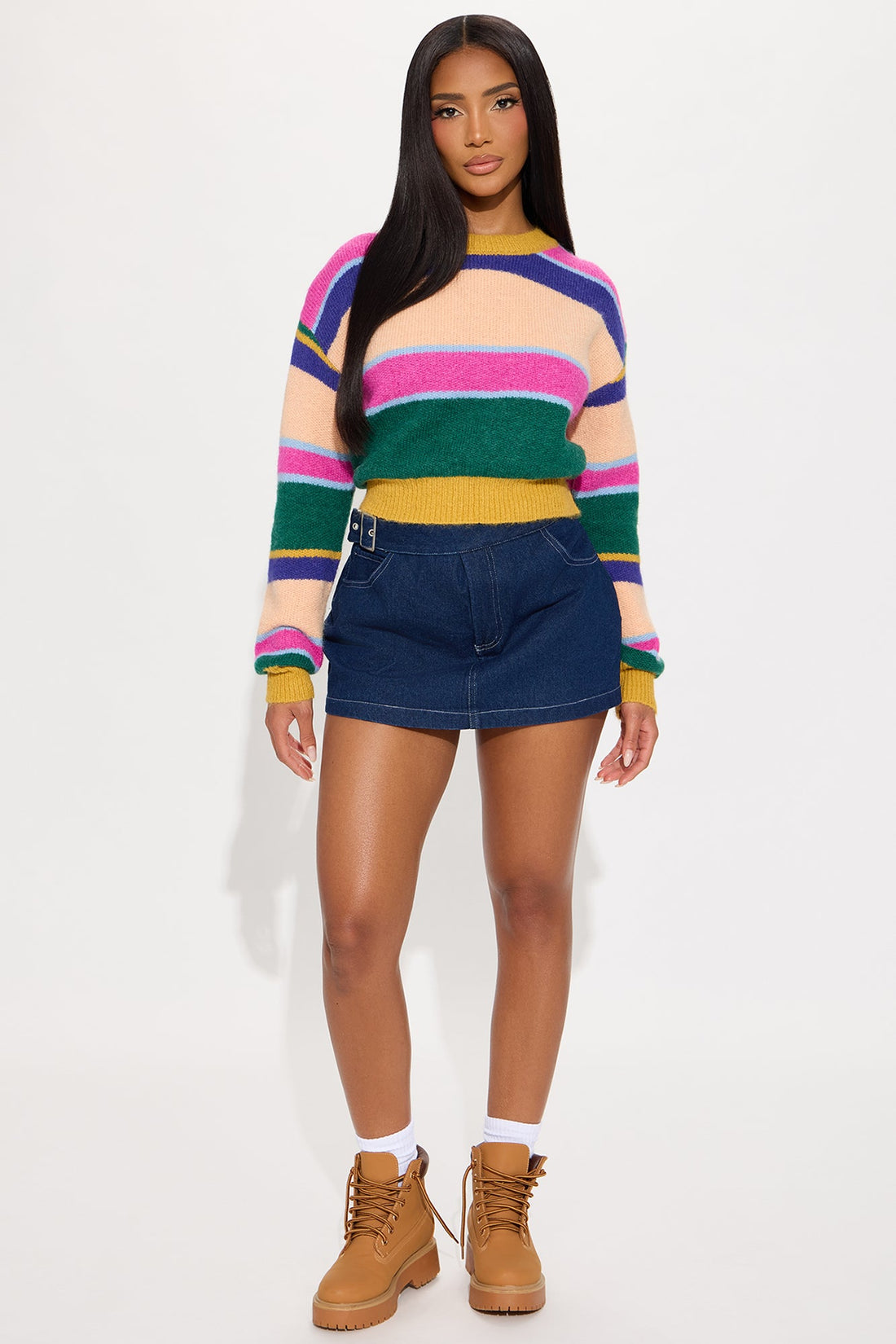 Warm And Fuzzy Striped Sweater - Multi Color