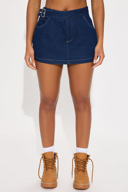 Fiona Denim Micro Mini Skort - Dark Wash