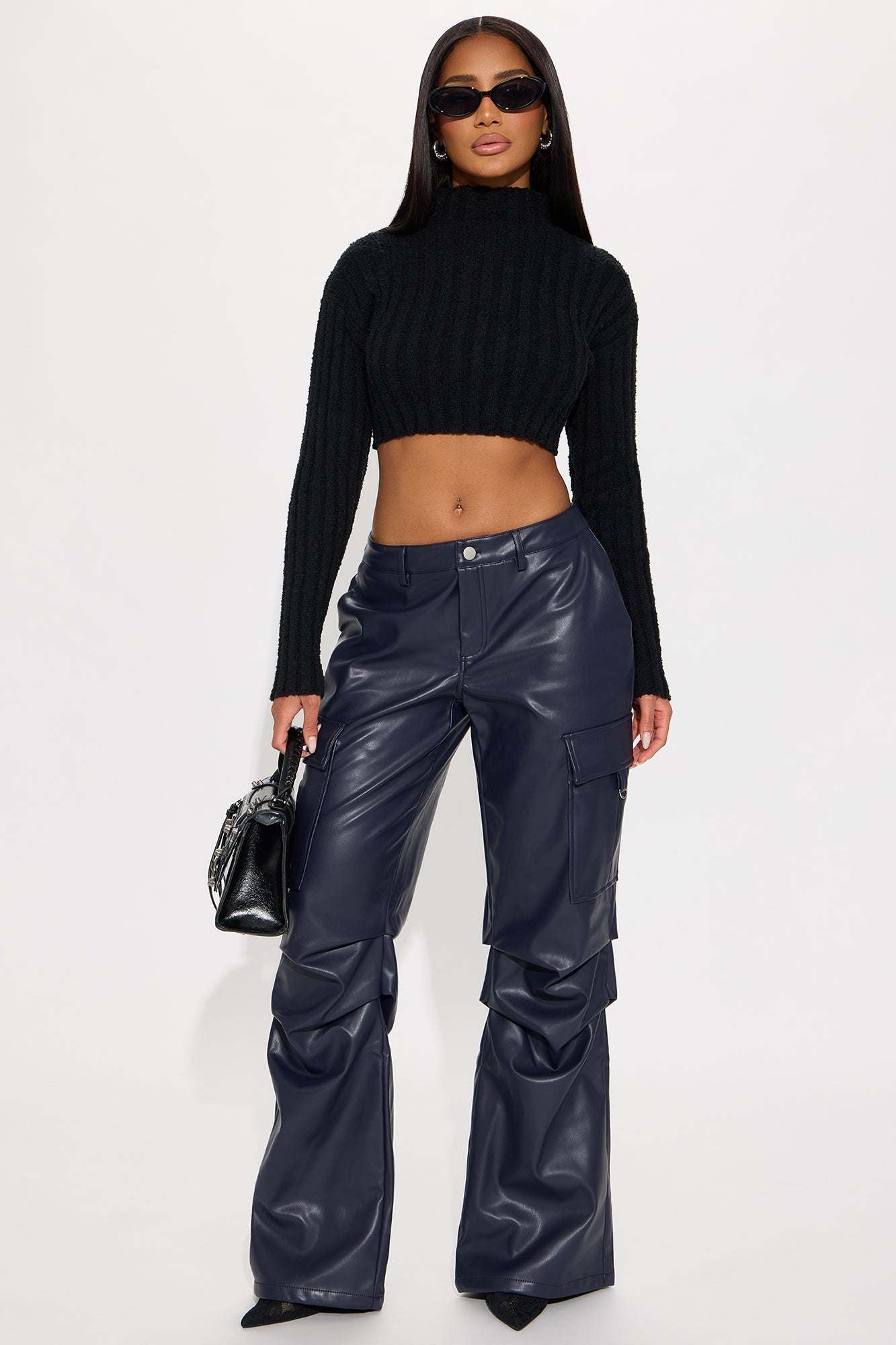 Jazz Club Mock Neck Sweater Top - Black