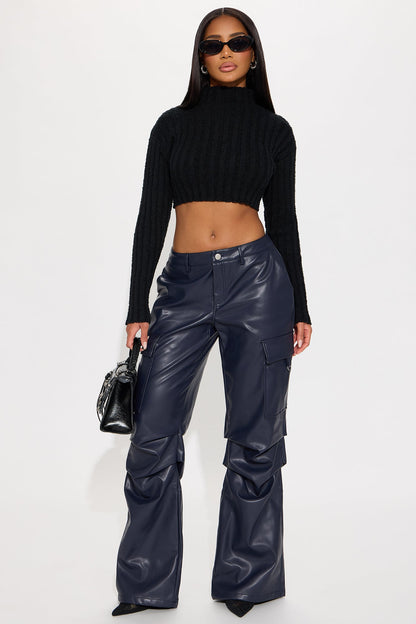 Jazz Club Mock Neck Sweater Top - Black
