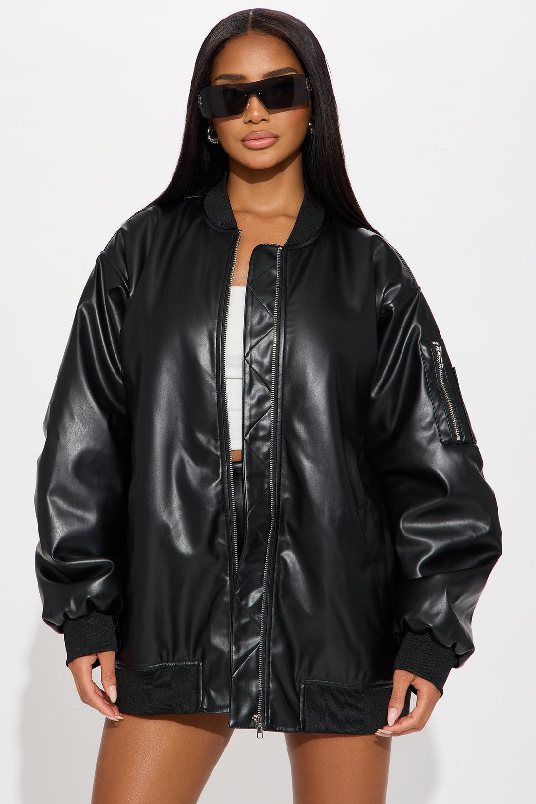 Soft Serve Faux Leather Skort Set - Black