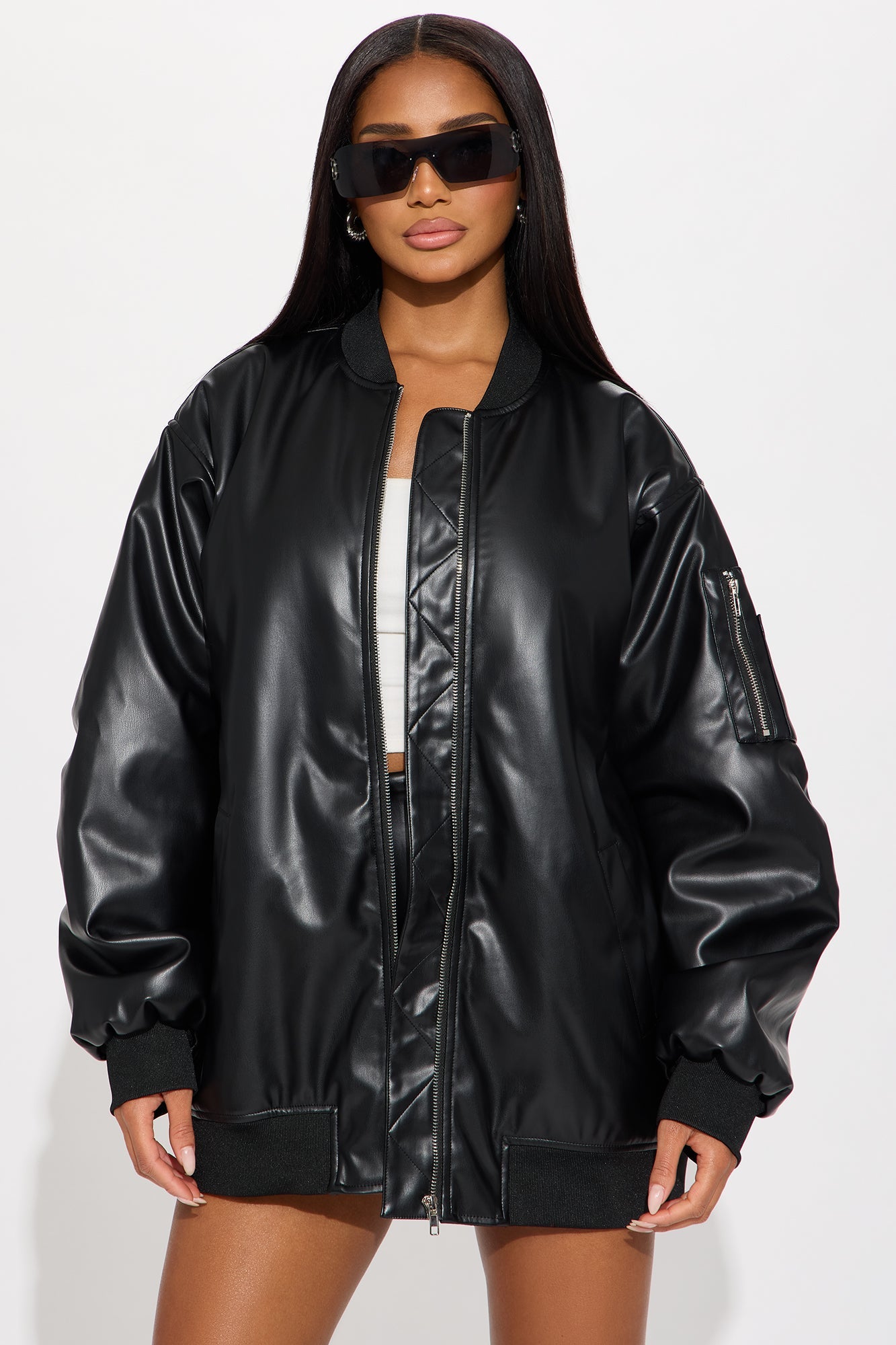 Soft Serve Faux Leather Skort Set - Black