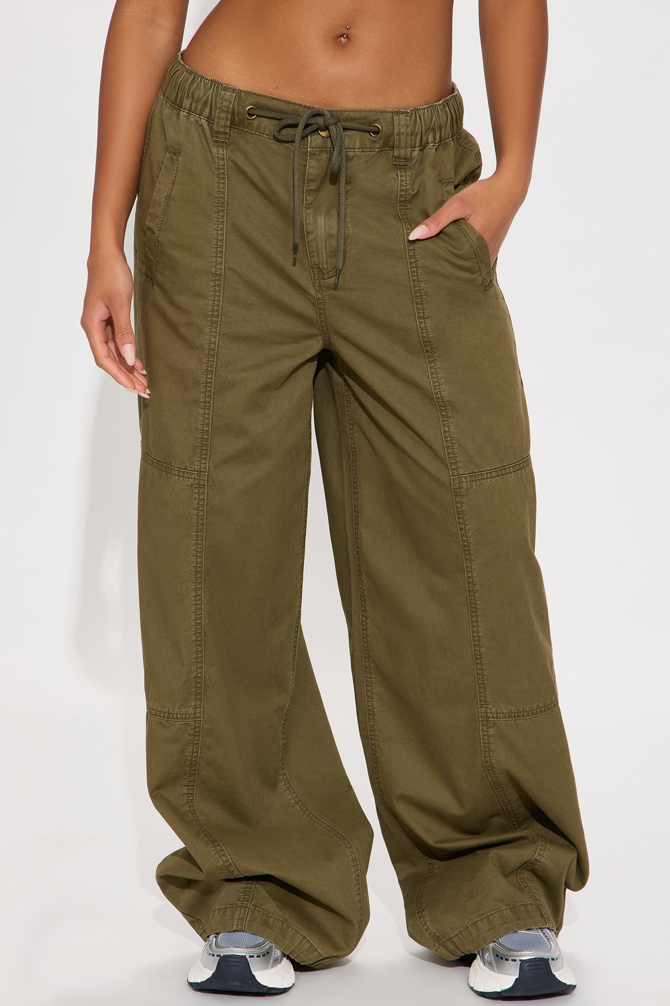 Olivia Wide Leg Jogger - Dark Olive